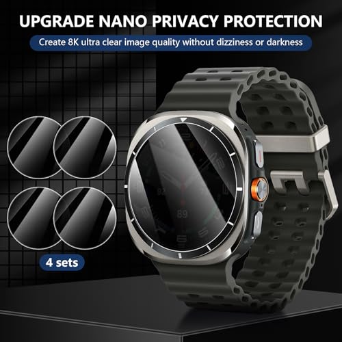 Suoman 4-Pack for Samsung Galaxy Watch 7/8 Ultra 47mm (2024/2025) Tempered Glass Privacy Screen Protector, [Anti-peeping] 9H Hardness protective film - Image 3