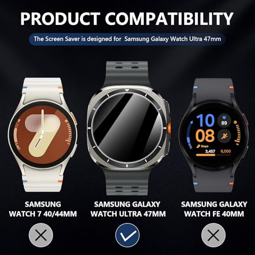 Suoman 4-Pack for Samsung Galaxy Watch 7/8 Ultra 47mm (2024/2025) Tempered Glass Privacy Screen Protector, [Anti-peeping] 9H Hardness protective film - Image 2