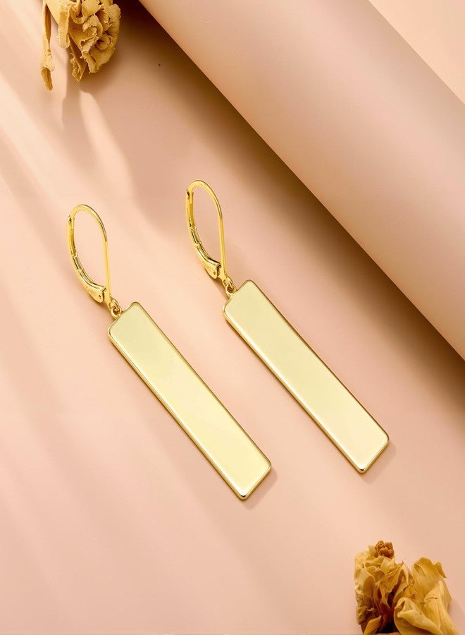 ALEXCRAFT 14K Gold Dangle Earrings for Women Long Bar Dangle Drop Earrings Gold Plated Lightweight Drop Earring for Women Hypoallergenic Leverback Earings - Image 5