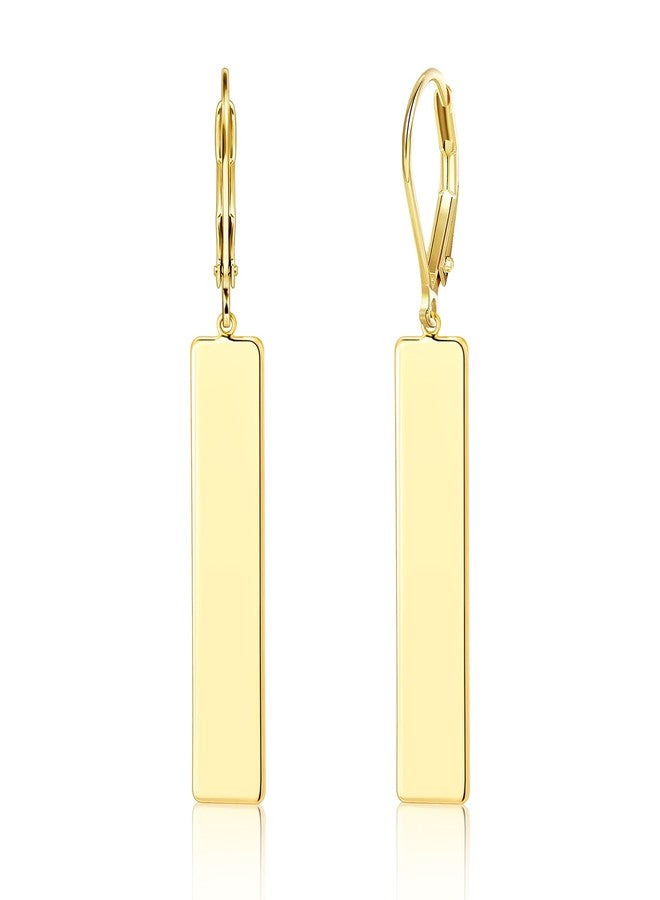 ALEXCRAFT 14K Gold Dangle Earrings for Women Long Bar Dangle Drop Earrings Gold Plated Lightweight Drop Earring for Women Hypoallergenic Leverback Earings - Image 1