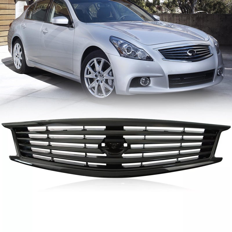 DIBON AUTO Front Bumper Grille For Infiniti G37 G25 20102013 Q40 4 Door Sedan Gloss Black Hood Grill