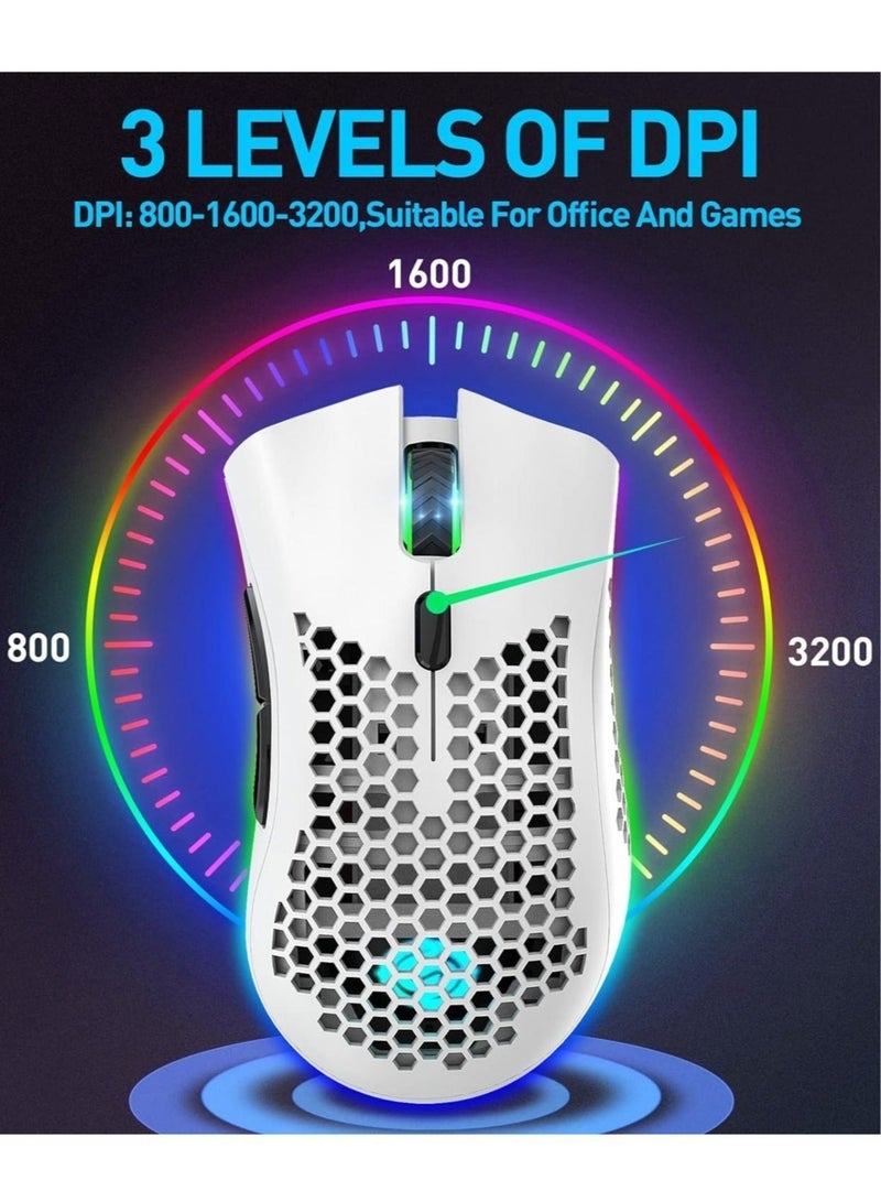 general BM600 Wireless Lightweight Gaming Mouse,2.4G Wireless Rechargeable Computer Mouse with Honeycomb Shell, USB Receiver, Adjustable DPI, Ergonomic RGB Gamer Mice for PC Mac Gamer - Image 4