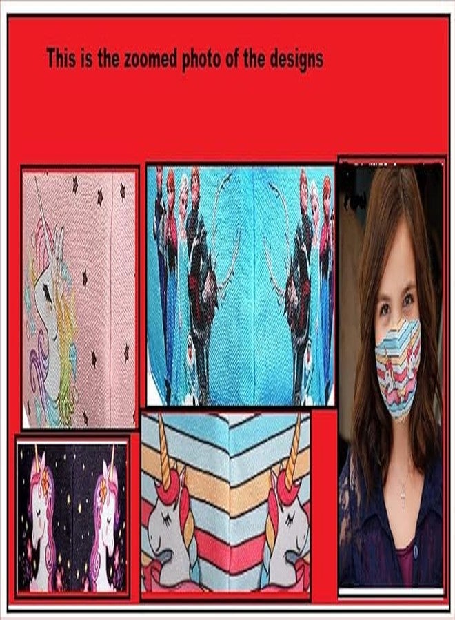 BIGXEN قناع وجه للأطفال من BIGXEN مكون من 3 طبقات من القطن الفاخر، مناسب للأولاد والبنات، مطبوع عليه رسوم متحركة رقمية ثلاثية الأبعاد، قابل لإعادة الاستخدام والغسل، عبوة من 10 أقنعة (رسوم متحركة - 1). - Image 2
