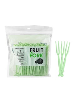 Generic Cute Home Fruit Fork Set, Disposable Plastic Fruit Fork, Mini Cake Fork, Dessert Fork, Fruit Fork, Salad Fork for Parties – 50 Pieces (green Color)  - Image 4