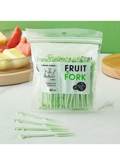 Generic Cute Home Fruit Fork Set, Disposable Plastic Fruit Fork, Mini Cake Fork, Dessert Fork, Fruit Fork, Salad Fork for Parties – 50 Pieces (green Color)  - Image 2