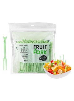 Generic Cute Home Fruit Fork Set, Disposable Plastic Fruit Fork, Mini Cake Fork, Dessert Fork, Fruit Fork, Salad Fork for Parties – 50 Pieces (green Color)  - Image 5