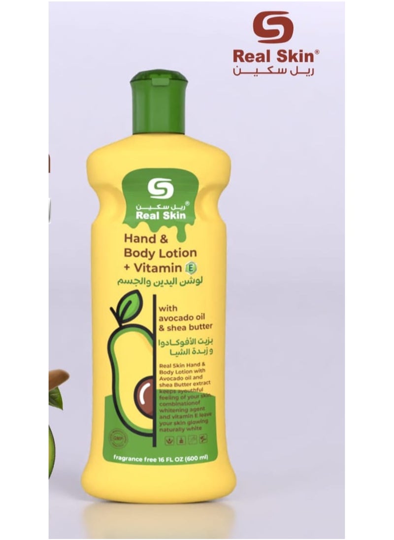 Real Skin Real Skin Hand & Body Lotion with Avocado Oil & Shea Butter - 600ml  - Image 1