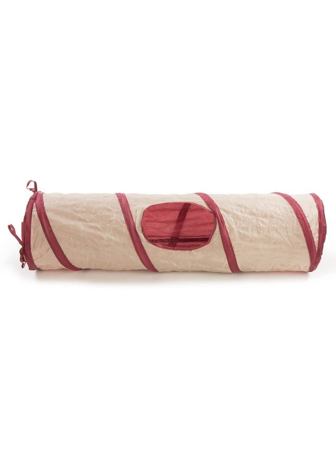 SmartyKat - SmartyKat Crackle Chute Crinkle Activity Tunnel Cat Toy - Tan/Red, One Size - Image 1