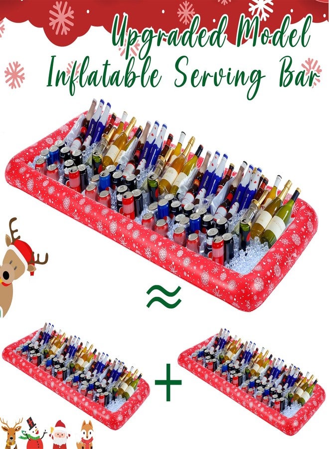 Halloscume 1 Pack Large Inflatable Christmas Cooler Christmas in July Decorations 72 x 30 x 5'' Inflatable Serving Bar Ice Buffet Salad Serving Trays Food Drink Containers Summer Pool Party Supplies - Image 3