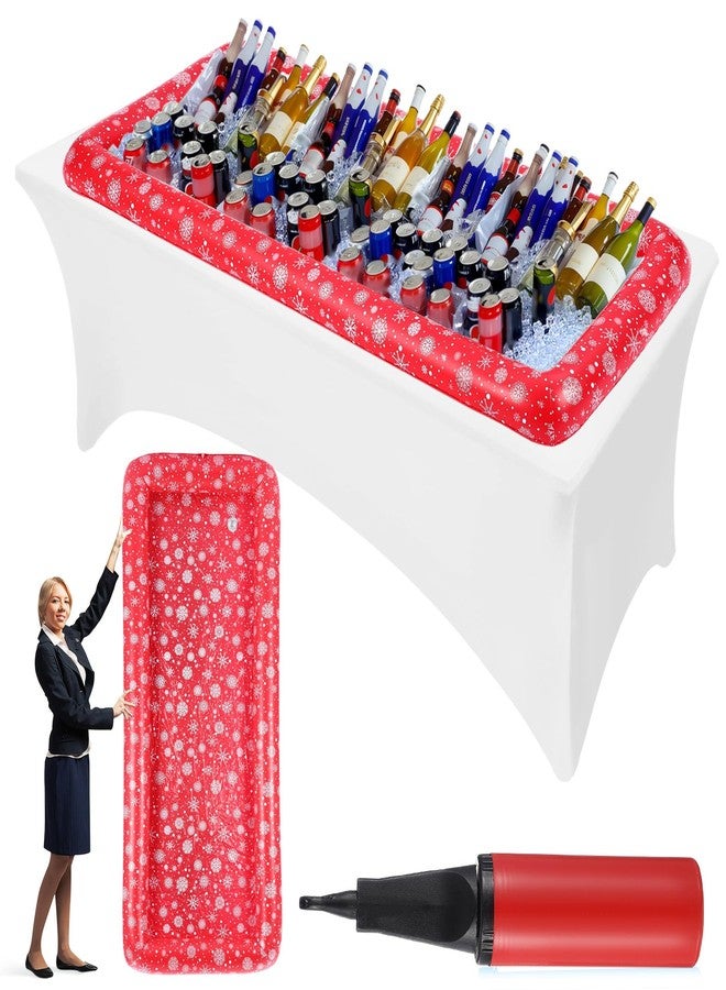 Halloscume 1 Pack Large Inflatable Christmas Cooler Christmas in July Decorations 72 x 30 x 5'' Inflatable Serving Bar Ice Buffet Salad Serving Trays Food Drink Containers Summer Pool Party Supplies - Image 1