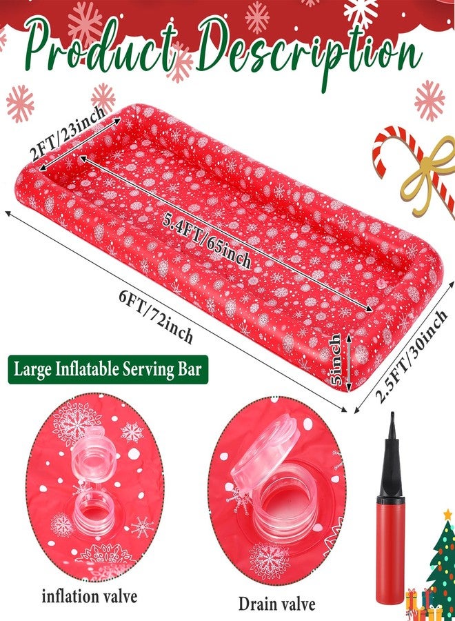 Halloscume 1 Pack Large Inflatable Christmas Cooler Christmas in July Decorations 72 x 30 x 5'' Inflatable Serving Bar Ice Buffet Salad Serving Trays Food Drink Containers Summer Pool Party Supplies - Image 2