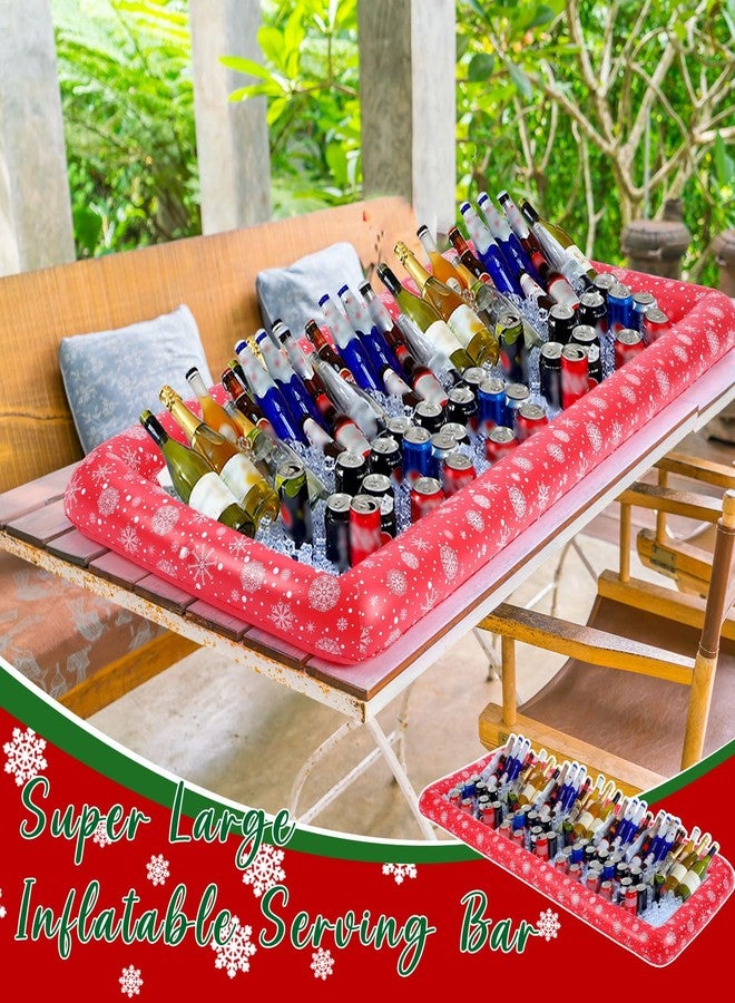 Halloscume 1 Pack Large Inflatable Christmas Cooler Christmas in July Decorations 72 x 30 x 5'' Inflatable Serving Bar Ice Buffet Salad Serving Trays Food Drink Containers Summer Pool Party Supplies - Image 4