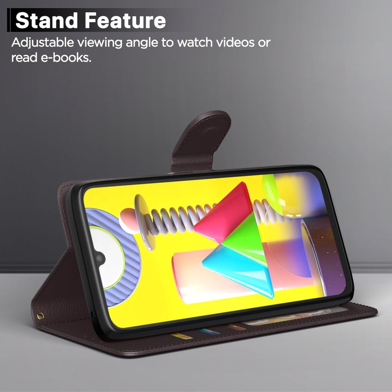 Pikkme Flip Cover Leather Finish | Inside TPU with Card Pockets | Wallet Stand and Shock Proof | Complete Protection Flip Case for Samsung Galaxy M31 / F41 / M31 Prime(Coffee) - Image 3