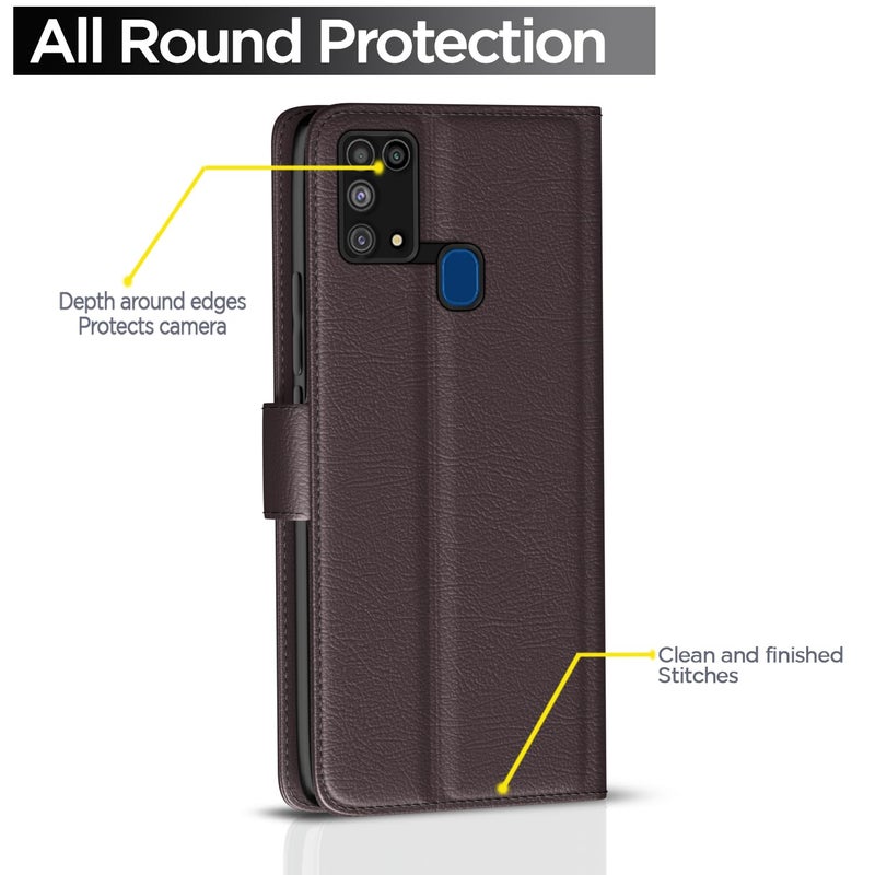 Pikkme Flip Cover Leather Finish | Inside TPU with Card Pockets | Wallet Stand and Shock Proof | Complete Protection Flip Case for Samsung Galaxy M31 / F41 / M31 Prime(Coffee) - Image 4