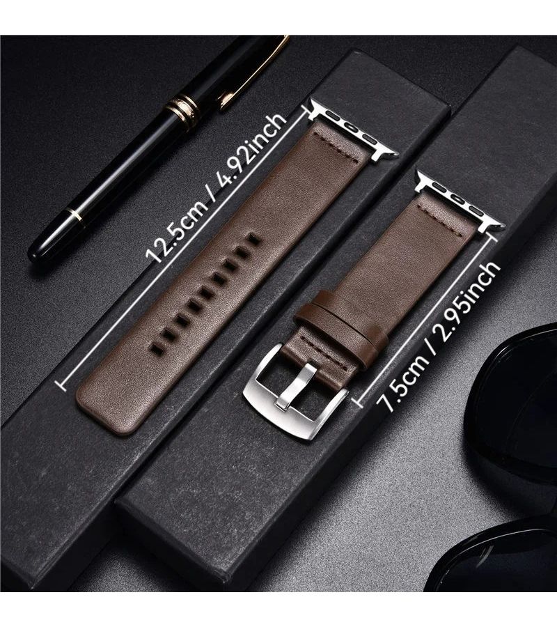 Genuine Leather Smartwatch Band Blue For 38 40 41 42mm Models - Image 2