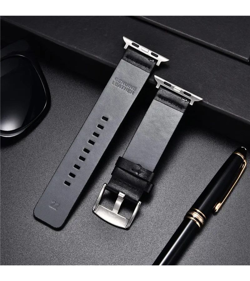 Genuine Leather Smartwatch Band Blue For 38 40 41 42mm Models - Image 5