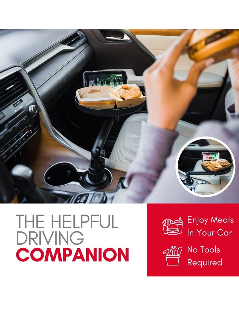 ELTRAZONE Cup Holder Tray for Car - Adjustable Car Tray Table - Perfect Car Food Tray for Eating with Phone Slot and Swivel Arm - Car Organizer - Road Trip Essential Car Travel Accessories Gadgets - Image 2