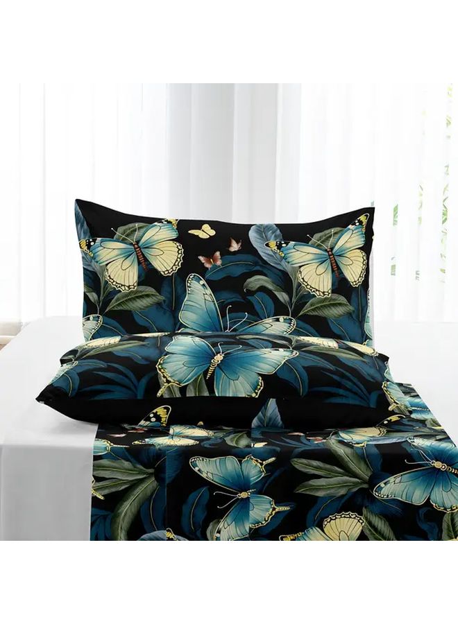 Black Printed Butterfly Cartoon Pillowcases Standard Size 19 69x25 98 Inches 2PCS 100 Polyester Brushed Breathable - Image 2
