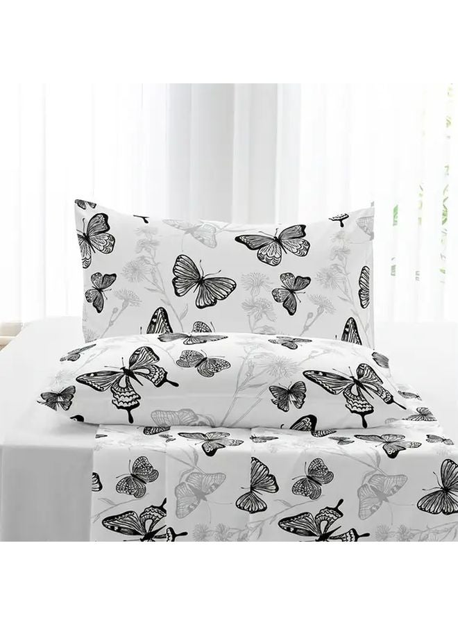 Black Printed Butterfly Cartoon Pillowcases Standard Size 19 69x25 98 Inches 2PCS 100 Polyester Brushed Breathable - Image 5