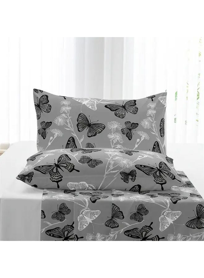 Black Printed Butterfly Cartoon Pillowcases Standard Size 19 69x25 98 Inches 2PCS 100 Polyester Brushed Breathable - Image 1