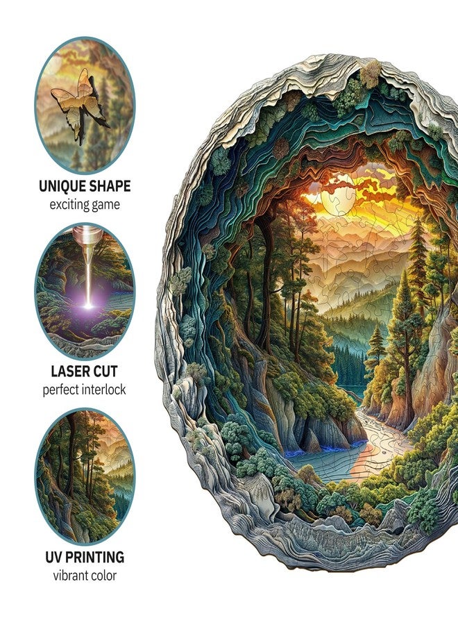 Jigfoxy Wooden Puzzle for Adults, 3D Visual Forest Wooden Jigsaw Puzzles for Adult, Unique Animal Shape Wood Cut Puzzles, Christmas Thanksgiving Gifts for Friends Family (M-11.4 * 11.3in-200pcs) - Image 3