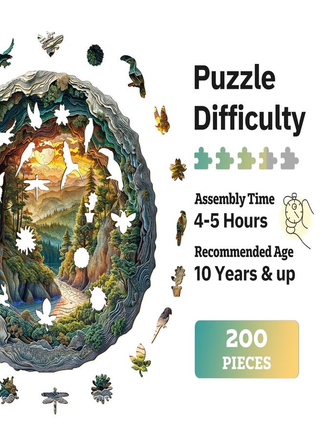 Jigfoxy Wooden Puzzle for Adults, 3D Visual Forest Wooden Jigsaw Puzzles for Adult, Unique Animal Shape Wood Cut Puzzles, Christmas Thanksgiving Gifts for Friends Family (M-11.4 * 11.3in-200pcs) - Image 4