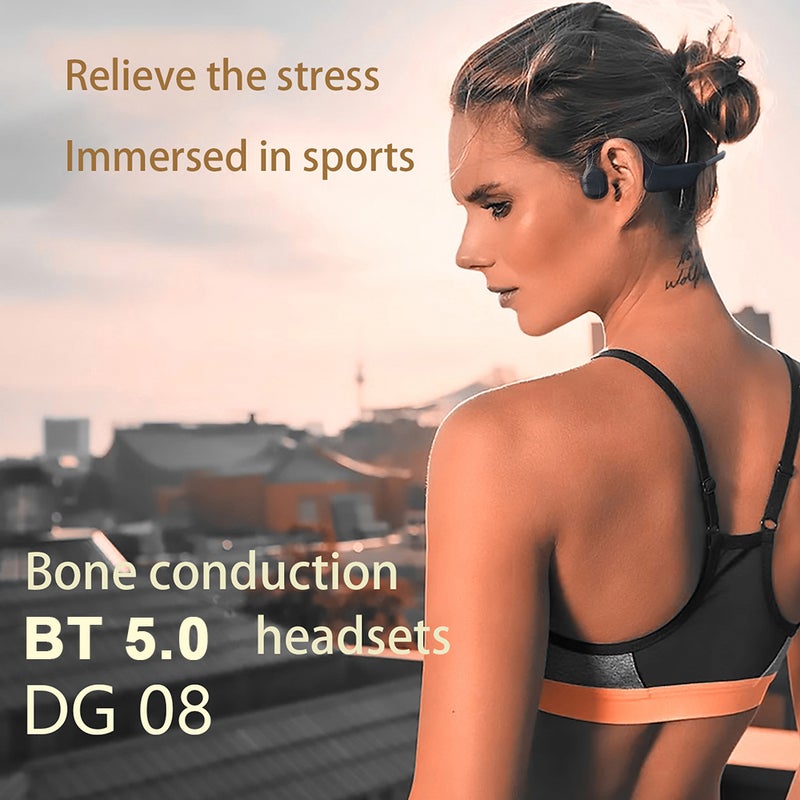 سماعة رأس لاسلكية تعمل بالبلوتوث بخاصية التوصيل العظمي مزودة بميكروفون طراز DG08 أسود/ رمادي - Image 4