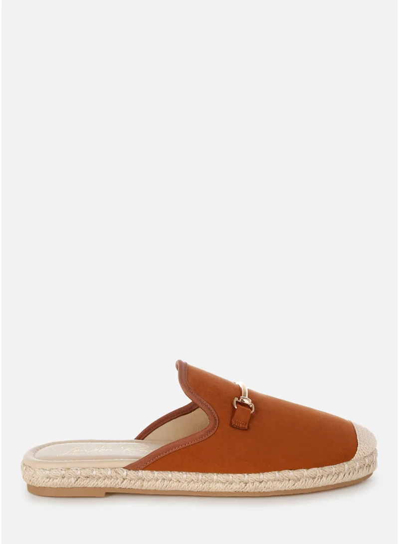 Horsebit Detail Espadrilles Mules in Brown