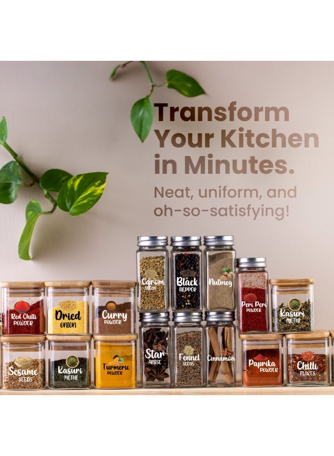 Wollar Waterproof Food Storage Labels for Kitchen Jars- 176 Label Stickers with Images for Spice Jars and Organizer - Kitchen Stickers for Food Storage Containers and Glass Jars (6 Sheets) - Image 2