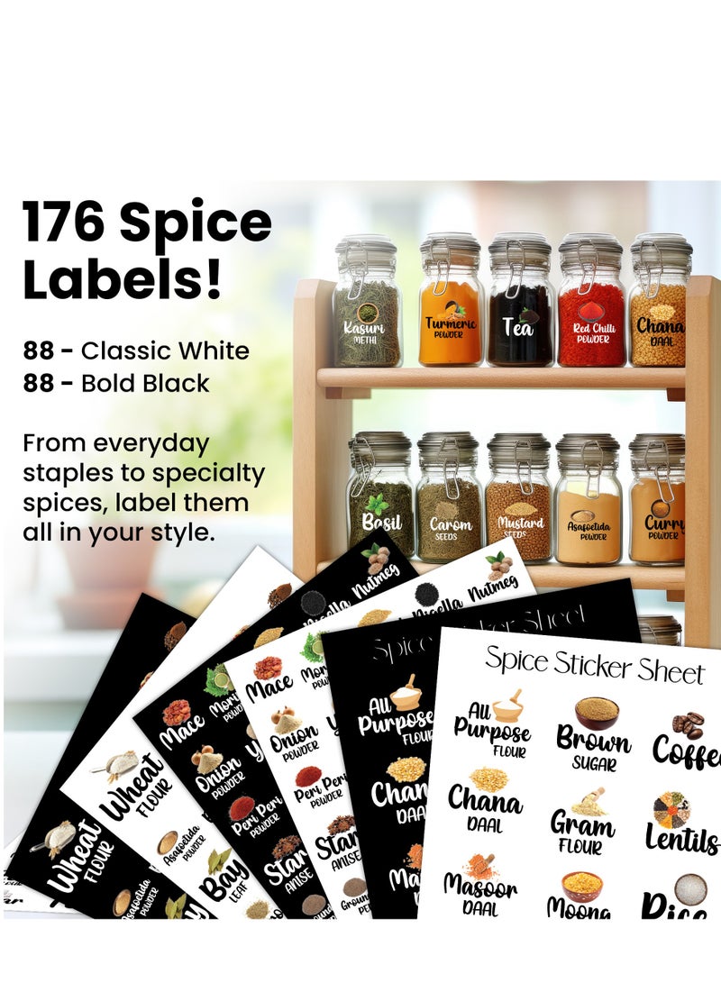 Wollar Waterproof Food Storage Labels for Kitchen Jars- 176 Label Stickers with Images for Spice Jars and Organizer - Kitchen Stickers for Food Storage Containers and Glass Jars (6 Sheets) - Image 3