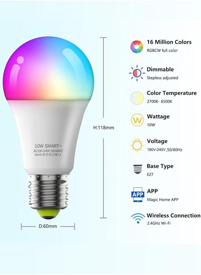 عربست - لمبة بلوتوث Wi-Fi ذكية 10 واط تعمل مع مساعد Alexa Google و IFTTT مع 16 مليون لون ضوء قابل للتعتيم 8 أوضاع مختلفة لتوفير الطاقة وأكثر من ذلك بكثير يجب أن يكون لديك أداة ذكية - Image 1