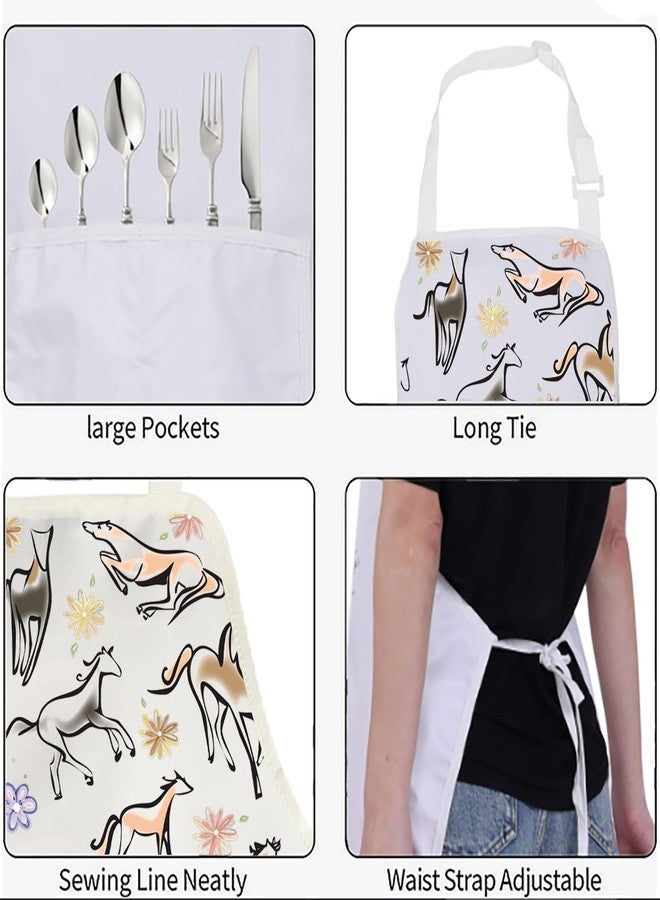 BNQL Horse Print Apron Horse Gifts Equestrian Gifts Horse Lover Gifts Floral Horse Cooking Kitchen Apron with Pockets Waterproof (Horse Print Apron) - Image 3