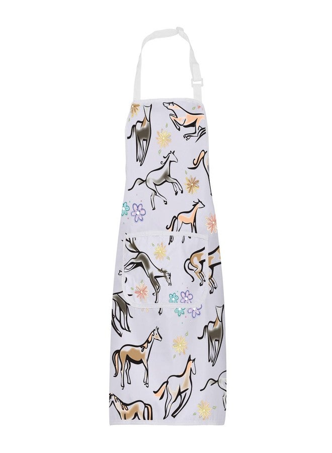 BNQL Horse Print Apron Horse Gifts Equestrian Gifts Horse Lover Gifts Floral Horse Cooking Kitchen Apron with Pockets Waterproof (Horse Print Apron) - Image 1