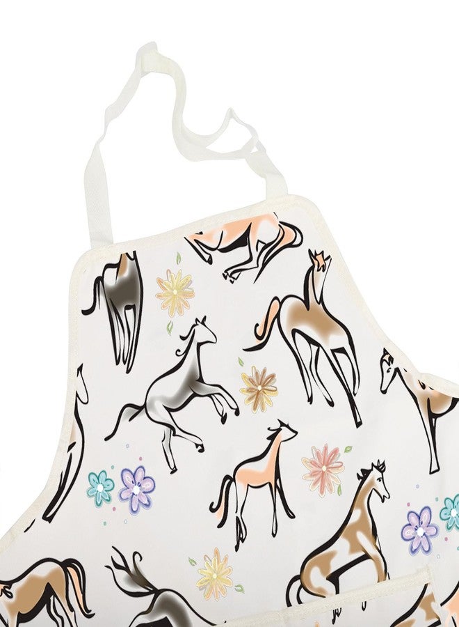 BNQL Horse Print Apron Horse Gifts Equestrian Gifts Horse Lover Gifts Floral Horse Cooking Kitchen Apron with Pockets Waterproof (Horse Print Apron) - Image 5