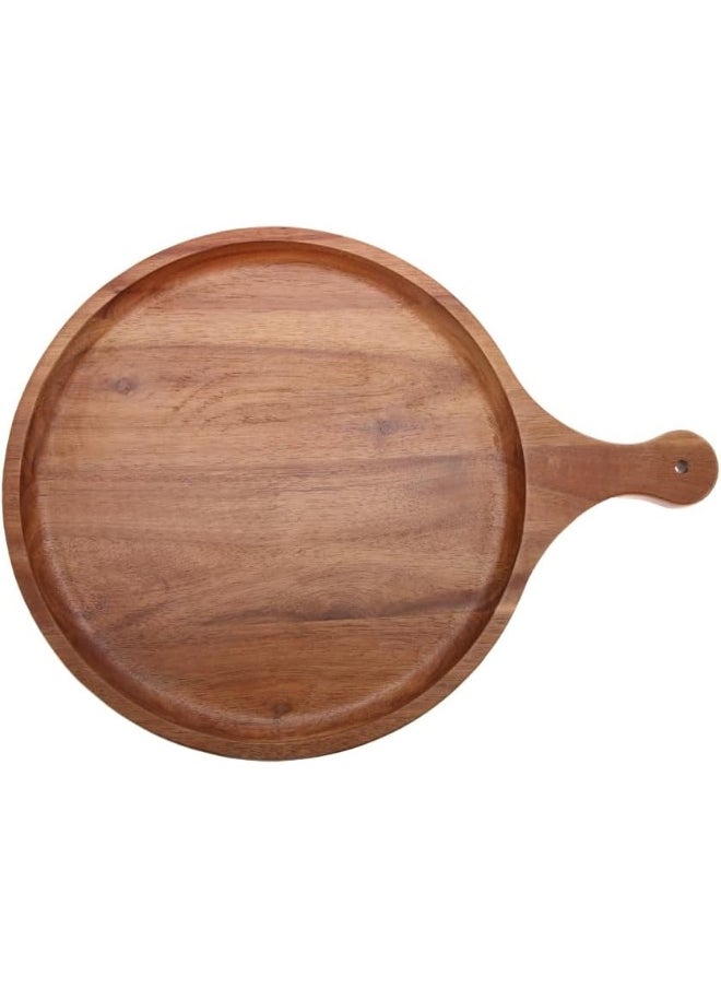 Vague Vague Acacia Round Wooden Food Tray, 38 cm Size, Brown  - Image 2