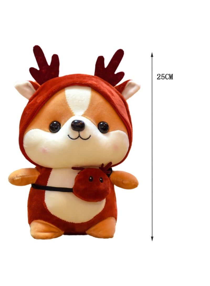 دمية شيبا إينو الكرتونية اللطيفة مقاس 25 سم، دمية محشوة ناعمة للبنات والأولاد من جميع الأعمار (زي الغزلان باللون الأحمر) - Image 2