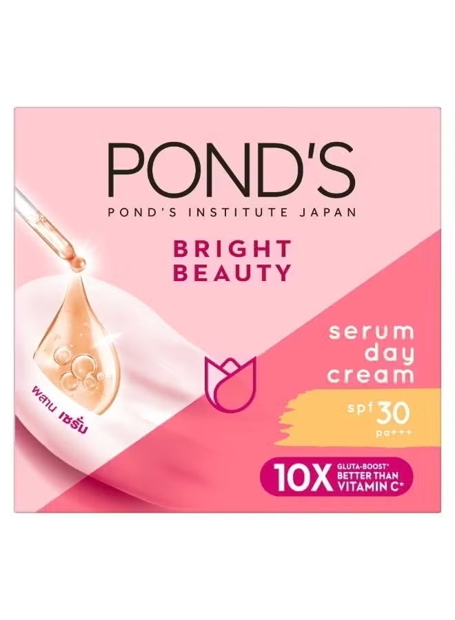 Pond's Bright Beauty Serum Day Cream With SPF 30 Niacinamide And Vitamin E Pink 50grams - Image 1