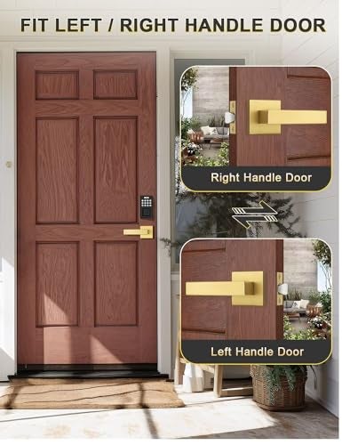 Tinewa 6 Pack Gold Keyless Square Levers Handles, Satin Brass Finish, Interior Passage Door Locksets for Hall Closet Door Knobs Lock Reversible Right & Left Handed - Image 4