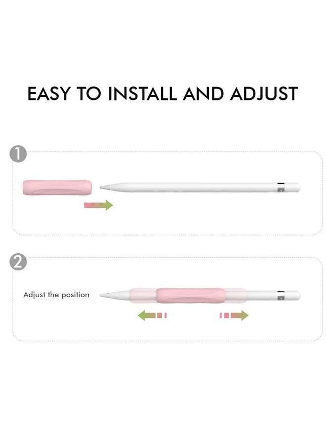 Ahastyle 3 عبوات من مقبض قلم أبل سيليكون مريح متوافق مع قلم أبل الجيل الأول والثاني (أبيض أخضر وردي) - Image 5