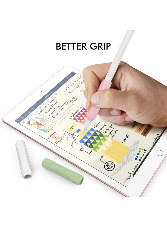 Ahastyle 3 عبوات من مقبض قلم أبل سيليكون مريح متوافق مع قلم أبل الجيل الأول والثاني (أبيض أخضر وردي) - Image 4