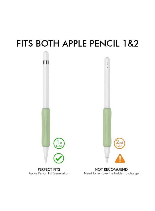 Ahastyle 3 عبوات من مقبض قلم أبل سيليكون مريح متوافق مع قلم أبل الجيل الأول والثاني (أبيض أخضر وردي) - Image 3