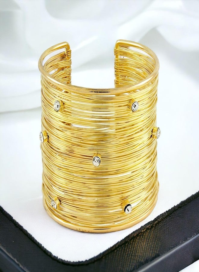 ZIVOM® Party Statement Mesh 18K Gold CZ Cuff Kada Bangle Bracelet Girls Women - Image 4