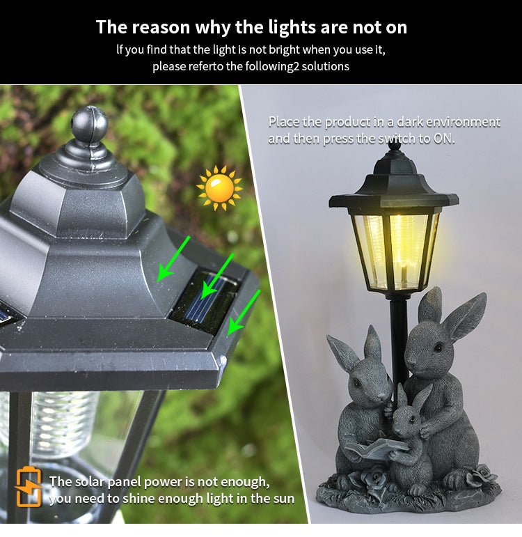 Hot Selling Rabbit Family Solar Outdoor Light Resin Statue for Garden Lawn Decorative Night Lamp - Image 3