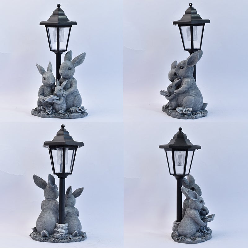 Hot Selling Rabbit Family Solar Outdoor Light Resin Statue for Garden Lawn Decorative Night Lamp - Image 5