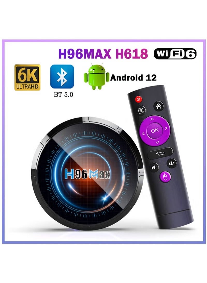 اتش 96 ماكس A12.0 Allwinner H618 رباعي النواة Arm Cortex A53 يدعم 6K HDR 10+/2.4GHz 5GHz الواي فاي 6/100M إنترنت - Image 1