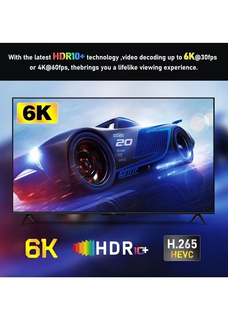 اتش 96 ماكس A12.0 Allwinner H618 رباعي النواة Arm Cortex A53 يدعم 6K HDR 10+/2.4GHz 5GHz الواي فاي 6/100M إنترنت - Image 5