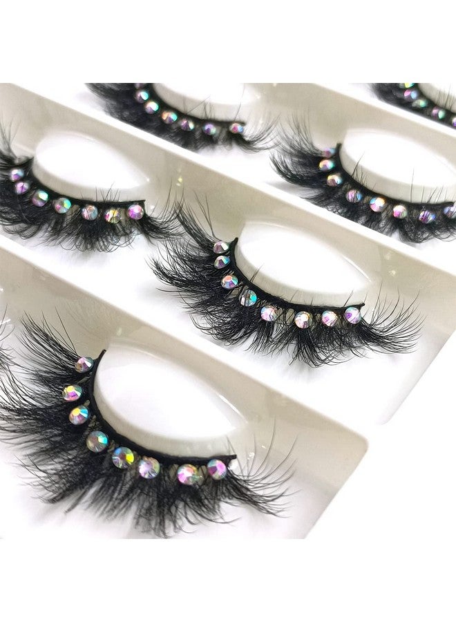 FQNing False Eyelashes With Glitter Rhinestones On Bling Lashes 2023 Sparkle Full Strip Mink Eyelash 4 Pairs… (Af08Bling) - Image 5
