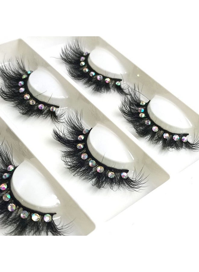 FQNing False Eyelashes With Glitter Rhinestones On Bling Lashes 2023 Sparkle Full Strip Mink Eyelash 4 Pairs… (Af08Bling) - Image 4