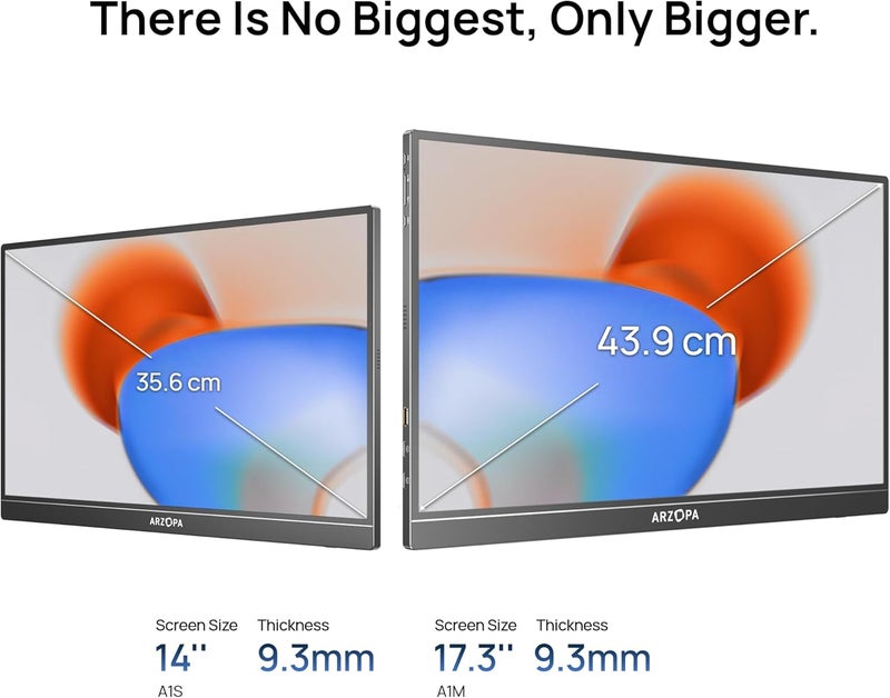 ترقية التكنولوجيا المبتكرة شاشة المحمولة 17.3 بوصة، 1080P FHD HDR IPS مع حامل، شاشة كمبيوتر محمول خارجية HDMI USB C لأجهزة الكمبيوتر الشخصي، ماك، الهاتف، إكس بوكس، سويتش، بلاي ستيشن 5 - A1M - Image 2
