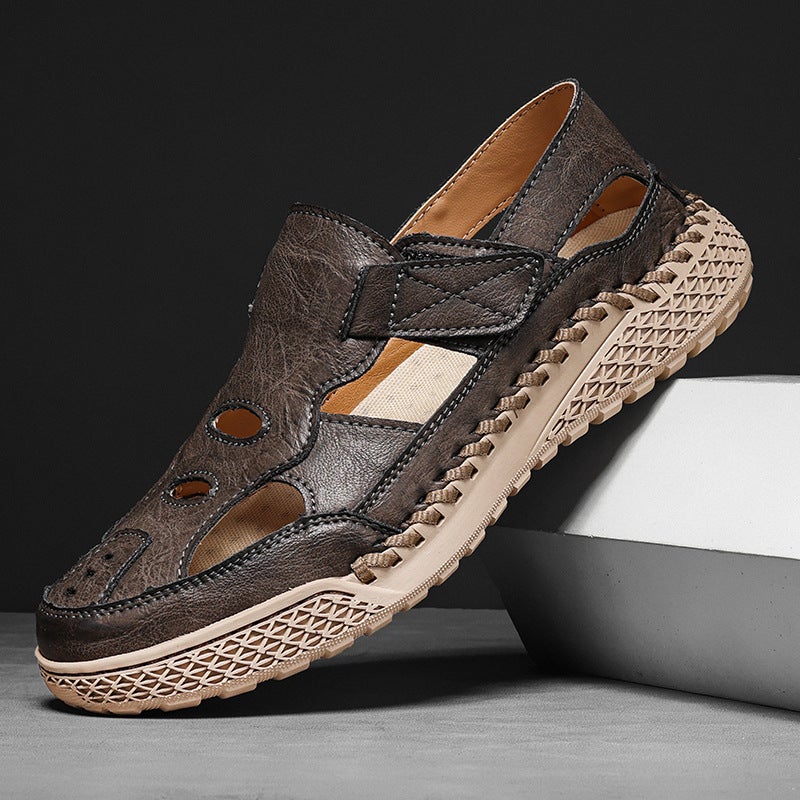 2025 -Selling Closed-Toe Sandals For Men, Summer Beach Sandals, Trendy Men'S Hand-Stitched Large Size Slippers - Image 3